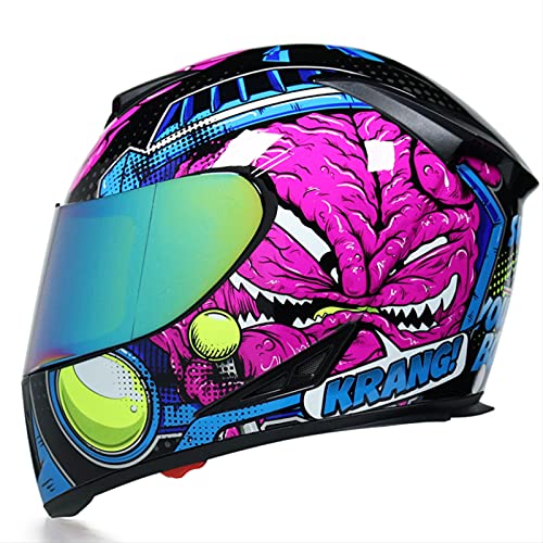 Motorrad Integralhelm, Modularer Motorradhelm, Four Seasons Moped Street Bike Racing Helm mit Doppel-Sonnenblende für Herren und Damen, Dot/ece Approved,B,S