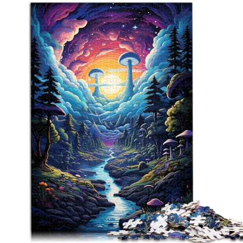 Puzzlespiele Bunte psychedelische Fantasielandschaft für Erwachsene 1000-Teile Puzzle Holzpuzzle Weihnachtsgeburtstagsgeschenke 1000 Stück (50 x 75 cm)