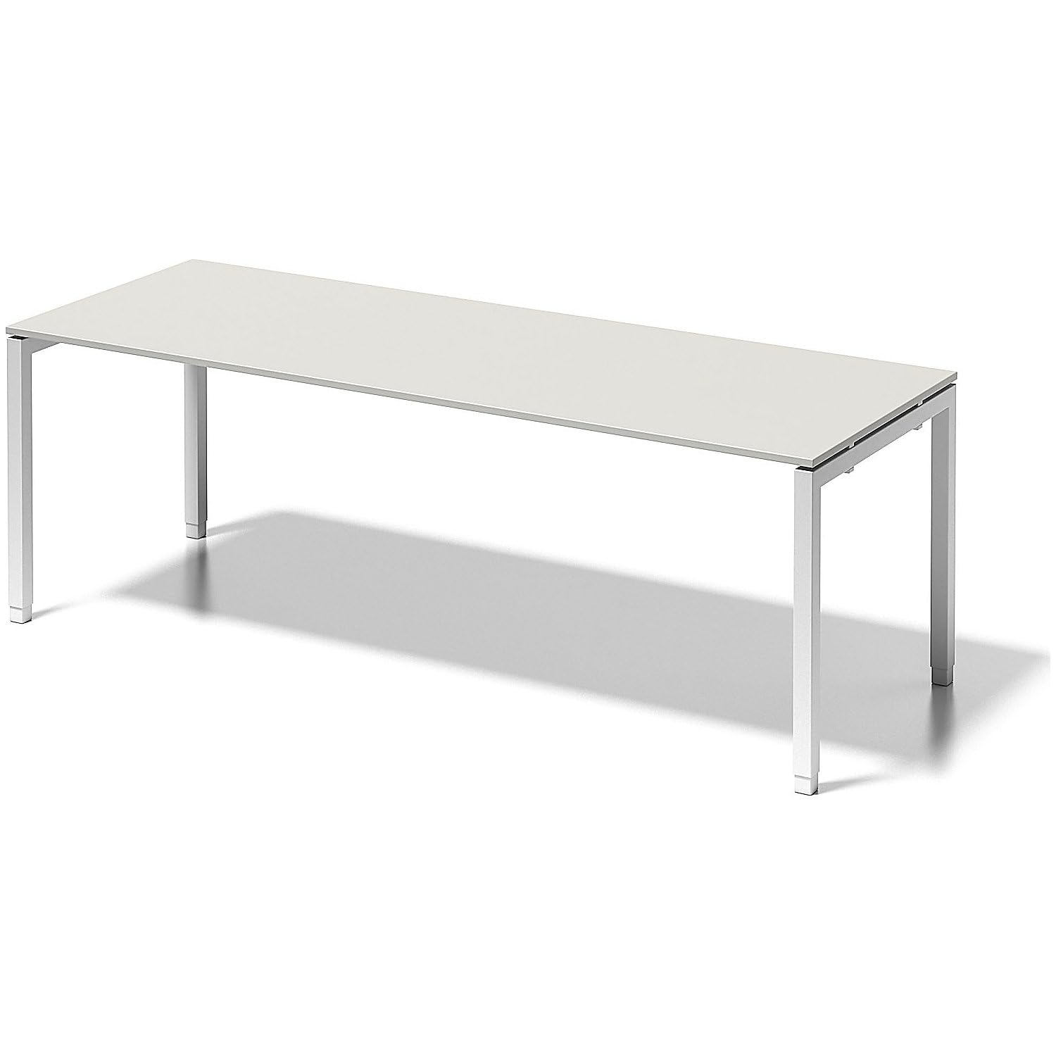 BISLEY Cito Schreibtisch, 650-850 mm höheneinstellbares U-Gestell, Metall, Gw396 Dekor Grauweiß, Gestell Verkehrsweiß, 80 x 220 x 85 cm