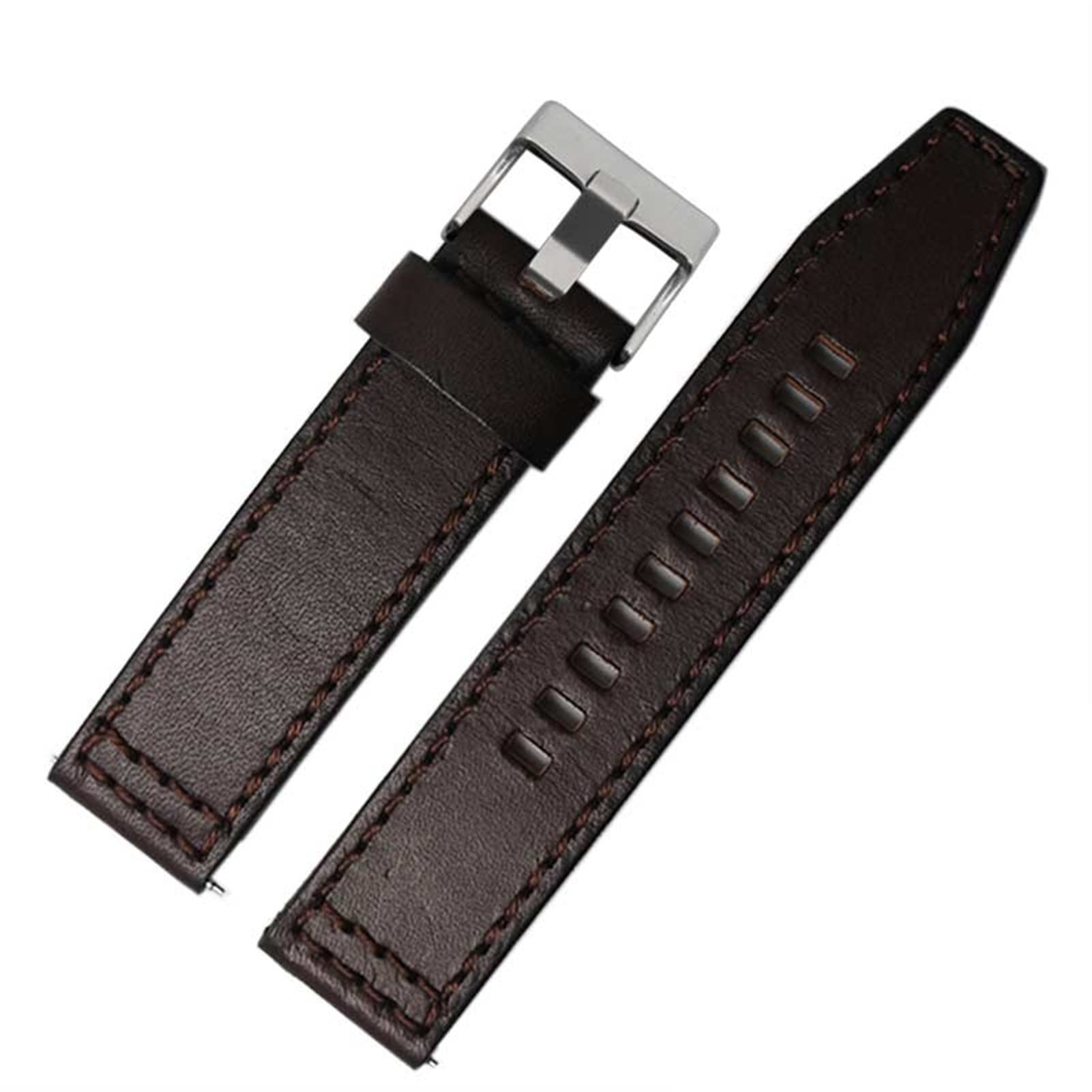 SCRUBY Für fossile JR1354 | 1487 | 1424 Uhrenband Hochwertige Retro Schnellveröffentlichung Echtes Leder Dieselgurt schwarz dunkelbraun 22mm 24mm(Dark brown silver,22mm)