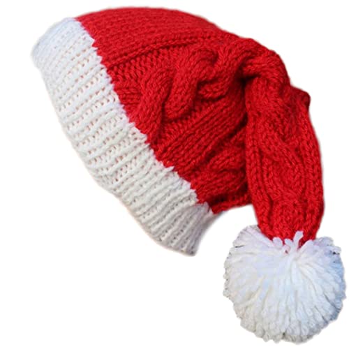 LIbgiubhy Weihnachtsmütze Weihnachtsmütze Weihnachtsmütze Gestrickt Rot Weihnachtsmütze Erwachsene