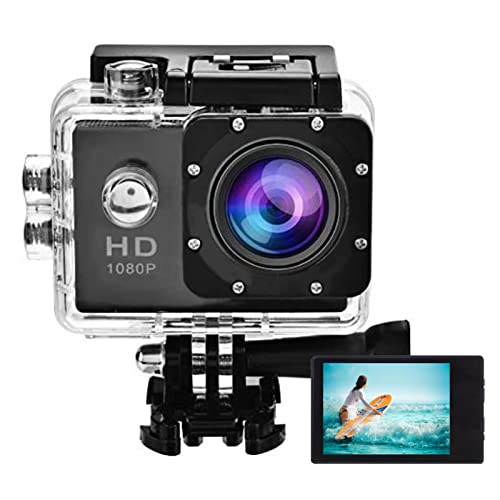 Garsent Action Cam Wasserdicht Unterwasserkamera 30M, HD 1080P 30fps Action Kamera 140° Weitwinkel WiFi Sports Kamera Doppelbildschirm, 900mAh Akku mit Montage Zubehör Kits