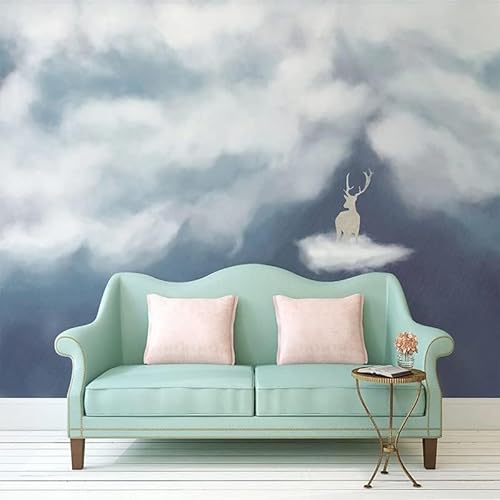 Handgemaltes Muster Aus Blauem Himmel Und Weißen Wolken 3D Tapeten Wanddekoration Fototapete Sofas Wohnzimmer Wandbild Schlafzimmer-200cm×140cm