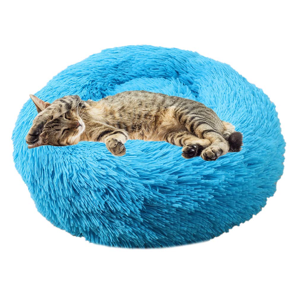 Rysmliuhan Shop hundebetten für mittlere Hunde hundebett Grosse Hunde Plüsch Hundebett Haustierbetten Für Hunde Donut Hundebett Flauschiges Hundebett Hundekissen Blue,80cm/31.5in