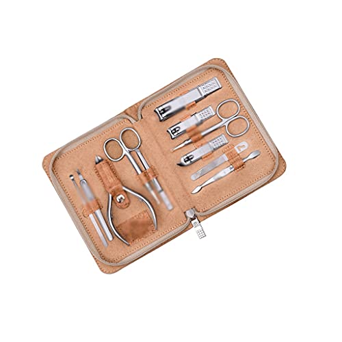 VSULZVNU Nagelpflege-Set, 11-teiliges Nagelknipser-Set mit Fingernagelknipser, Pediküre-Set mit Edelstahl-Maniküre-Set, Anzug für Männer und Frauen, Pediküre-Set