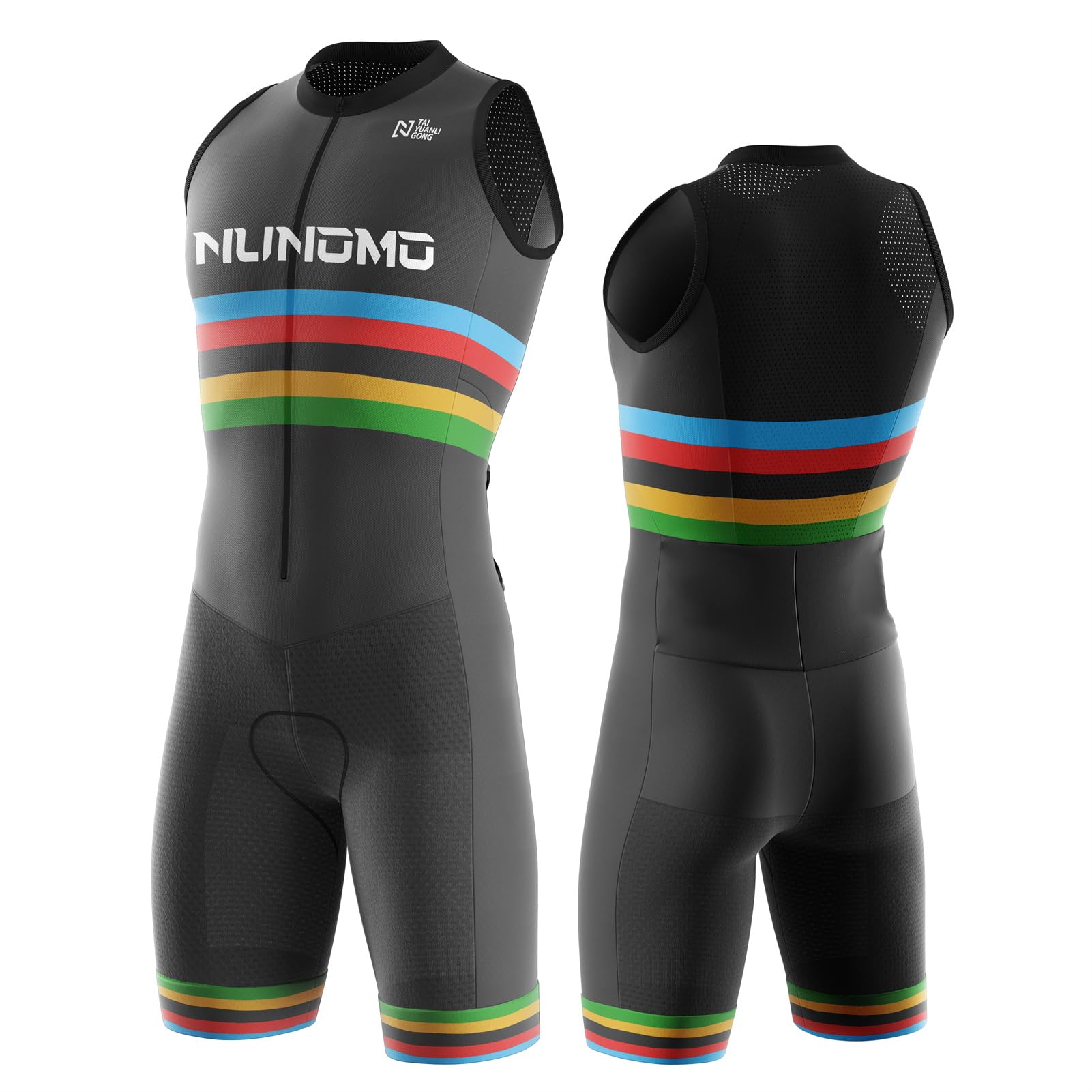 Triathlon Anzug Herren Herren Radsportanzug gepolstert einteilig Trisuit Bike Top Short Trisuit Einteiler für WettkampfGeeignet zum Laufen, Radfahren, Schwimmen (TYP-1,L)