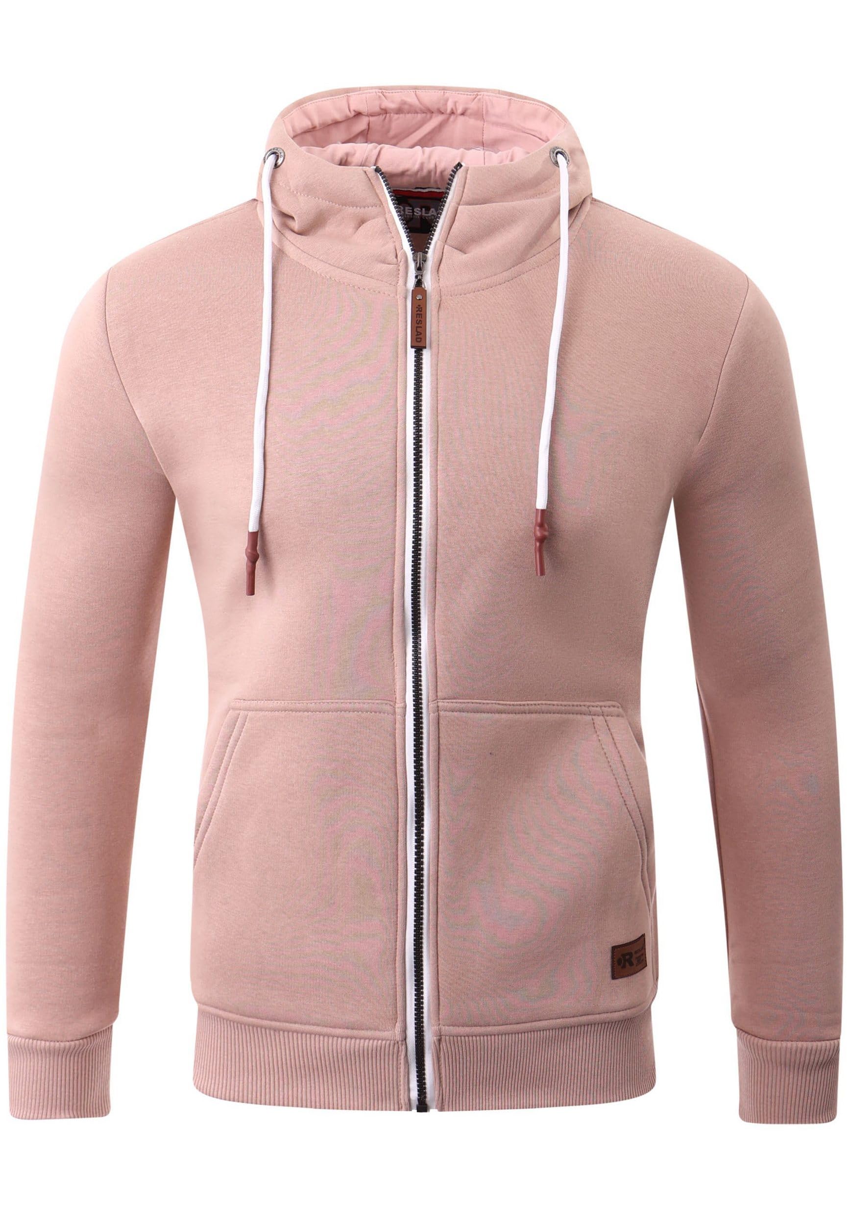 Reslad Sweatjacke Herren Kapuzenpullover | Hoodie Männer Zipper Pullover mit Kapuze Bequeme Baumwolle RS-1006 Beige XL