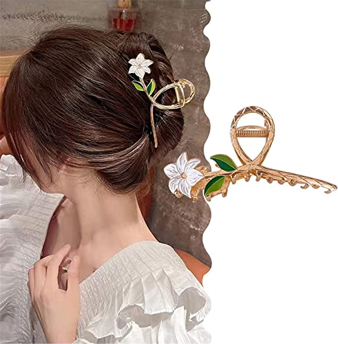 Haarklemmen, Clip-Haarspangen, Klauen-Clips, Damen-Haarspangen, Haarklammer, koreanisches Gold, Metall, Blumen, Haarnadel, große, elegante Hai-Clip-Haarspange, Kopfbedeckung, 4 (Farbe: 3) (Farbe: 4) (