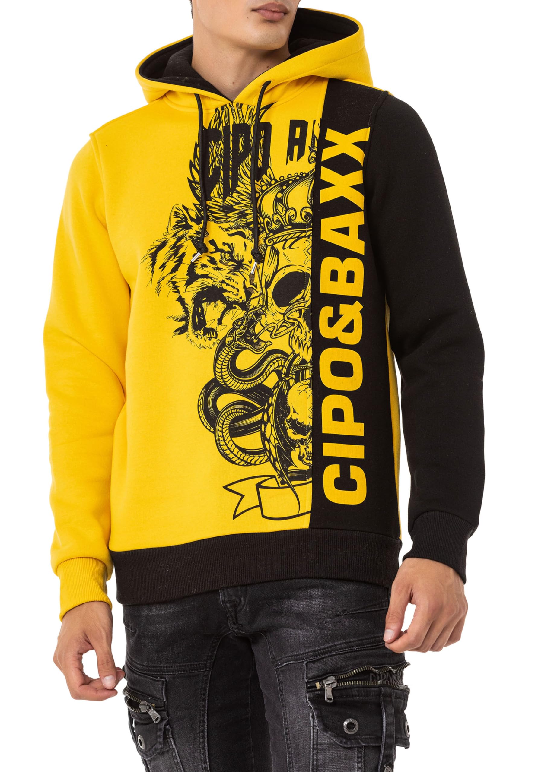 Cipo & Baxx Herren Hoodie Kapuzensweat Sweater Pullover CL541 Yellow L