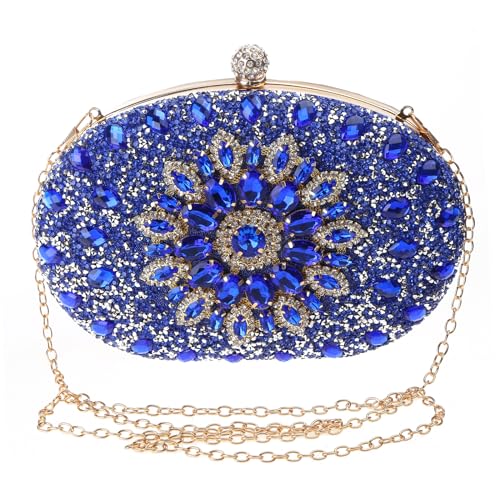 ohodhmnu Damen-Tragetasche, luxuriöse Abendtasche, Hochzeitstasche, Handytasche, Geldbörse, weibliche Geldbörse für Party, blau, Small