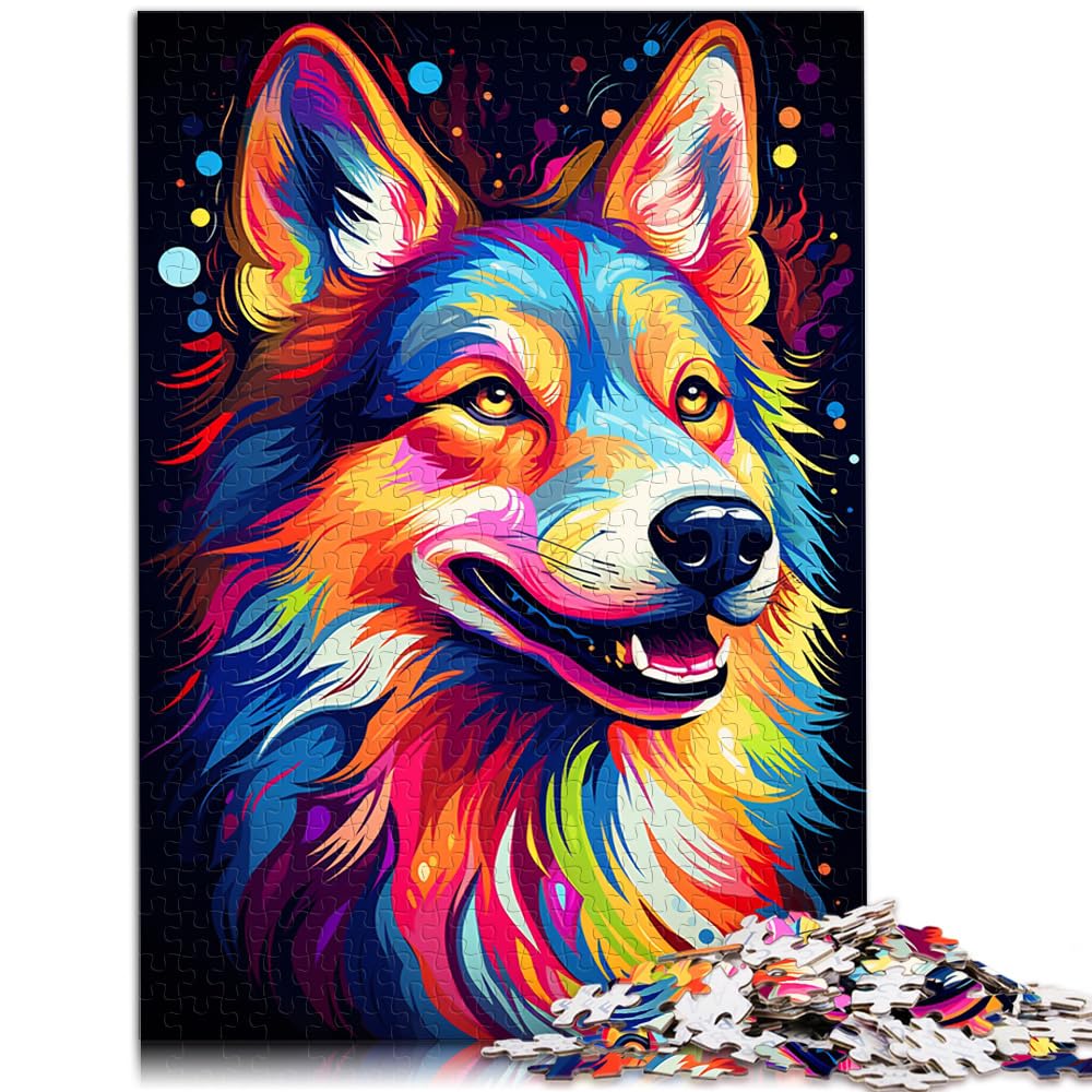 Puzzle für farbenfrohes Fantasie-Puzzle mit deutschem Schäferhund | Puzzle 1000 Teile für Erwachsene, Holzpuzzle, Spaß-Spiele für 1000 Teile (50 x 75 cm)