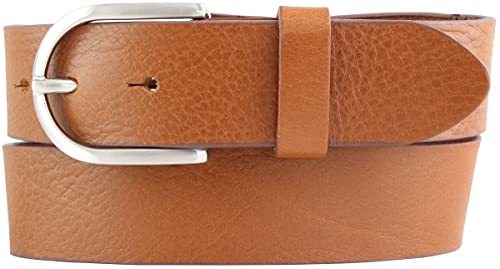 BELTINGER Damen-Gürtel aus Vollrindleder 4 cm | Jeans-Gürtel für Damen 40mm | Vollleder-Gürtel mit runder Gürtelschließe | Tabac 115cm