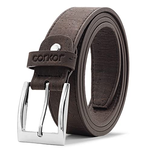 Corkor Veganer Gürtel Herren Herrengürtel für Männer kunstleder korkleder Belt 30mm Braun XL