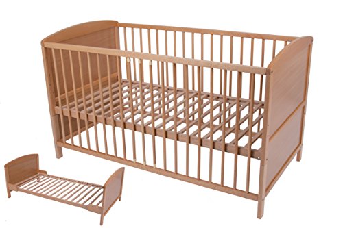 Umbau Babybett - Kinderbett - Gitterbett - Buche 140 x 70 cm