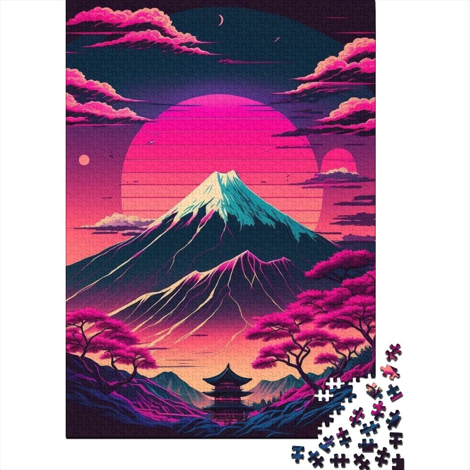 Mount Fuji Puzzles Puzzles für Erwachsene und Teenager, 1000 große Teile, Puzzle für Erwachsene, Lernspiel, Herausforderungsspielzeug, 75 x 50 cm