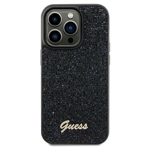 Guess GUHCP12MPMSDGSK Hülle für iPhone 12/12 Pro 6.1" Schwarz hardcase Disco Metal Script