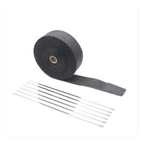 Skdvy Auspuffband HitzebestäNdig 5m / 10m / 15m Fiberglas Auspuffschutz Rohr Wärmekopf Isolierband Turbo Wrapp Isolier-Wickelband-Tuch(50mm 10M Black)