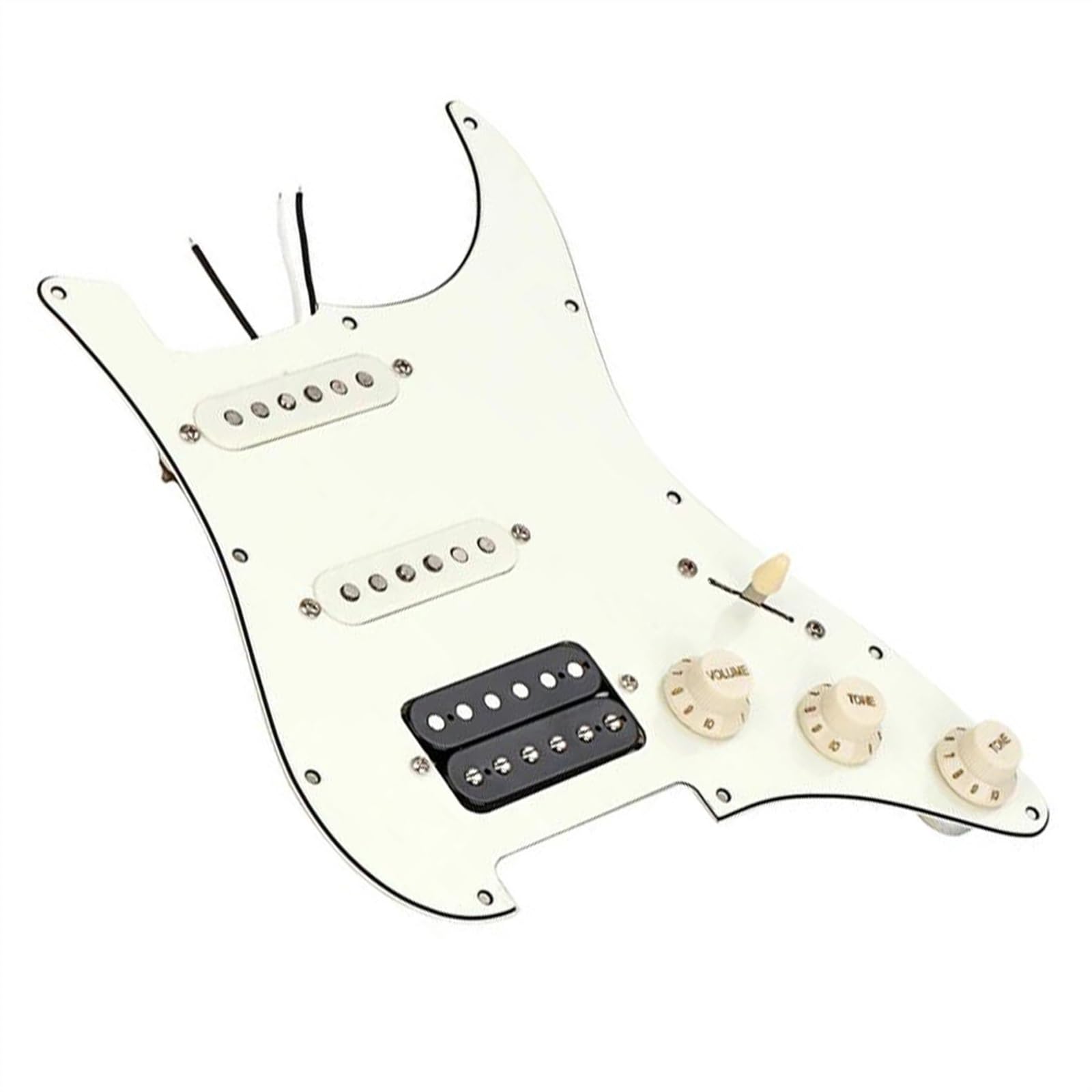 Standard-Pickguard-Tonabnehmer 3-lagiges vorverdrahtetes Gitarren-Schlagbrett SSH-Tonabnehmer-Set im Alter von Weiß für E-Gitarren-Teile