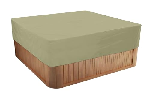 BaCover Whirlpool-Abdeckung, Quadratischer Allwetter Garten Spa Abdeckung aus 210D Oxford, Wasserdicht, Staubdicht, UV-geschützt Quadrat Poolabdeckung,Beige,239x239x50cm