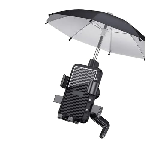 Handyhalterung Motorrad Motorrad Handy Halter Regenschirm Regendicht Sonnenschirm Außen Elektrische Fahrzeug Rückspiegel Ständer Zubehör Handyhalter Fahrrad(Black with Umbrella)