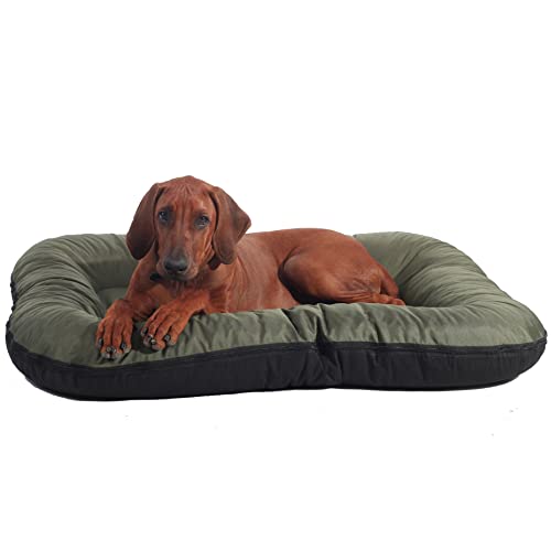 4L Textil Hundebett KLEO Hundekorb Tierkissen Hundesofa Hundeliege Hundekissen Haustierbett Schlafplatz Hundematratze Polyester Farbe und Größe wählbar von M bis XL (M - 90x70 cm, Dunkelgrün)