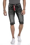 Cipo & Baxx Herren Bermuda Shorts Jeansshorts Denim Reißverschluss Basic Kurze Hose CK240 Schwarz W29