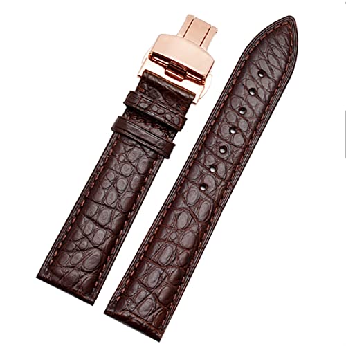 SCRUBY Crocodile -Leder -Uhrband für jedes Marken -Armband 12 13 14 15 mm Träger mit Klappverschluss(Brown rosegold,13mm)