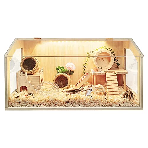 Prolee Hamsterkäfig aus Holz, große Mäuse und Ratten, Habitat, öffnende Oberseite mit Acrylplatten, solide gebaut, 2023 Neuestes Modell (81,3 x 40,6 x 40,6 cm)