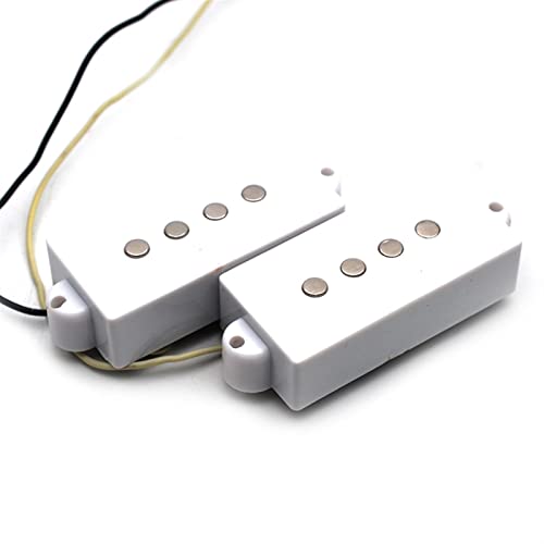 ZENGXUE Offene Typ 4 String Präzision P Bassgitarre Pickup Für Elektrische Bassgitarre-Teile Schwarzweiß Humbucker Tonabnehmer Set (Color : White)