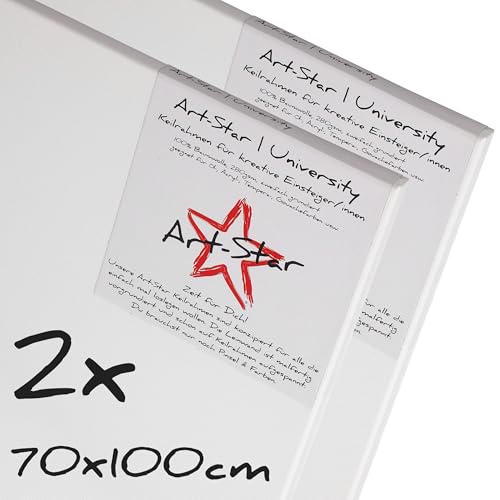 Art-Star 2X University KEILRAHMEN 70x100 cm | Leinwände auf Keilrahmen 70x100 cm | Leinwandtuch vorgrundiert, malfertige bespannte rechteckige Keilrahmen mit Leinwand zum bemalen