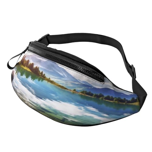 Rainbow Striped Fanny Pack-Lightweight Waist Bag for Travel and Daily Use, Berg See Ausblick Sunny Day Natur, Einheitsgröße