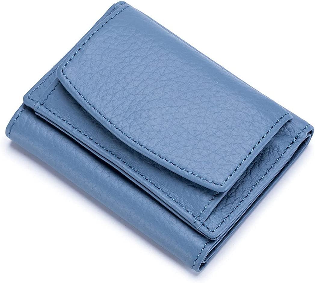 YIHANSS Kartenetuis aus echtem Leder für Damen, Mini-Geldbörse, kleine Geldbeutel, Damentasche, Kartenhalter, kleine Clutch (Farbe: Blau)