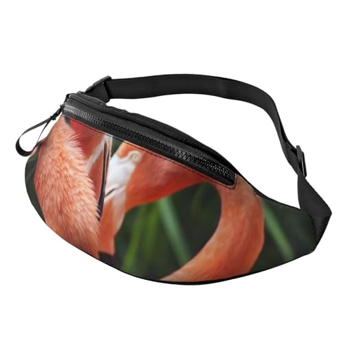 HSJFS Modische Hüfttasche mit niedlichem Giraffen-Druck, verstellbarer Gürtel, lässige Brusttasche, Flamingo, Einheitsgröße