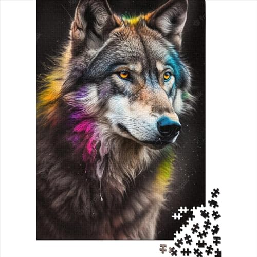 Kunstpuzzle für Erwachsene 1000 Teile Fantasy Strange Wolf Holzpuzzle für Erwachsene Puzzlespiel Spielzeug für Erwachsene Familienpuzzle Geschenk (29,53 x 19,69 Zoll)