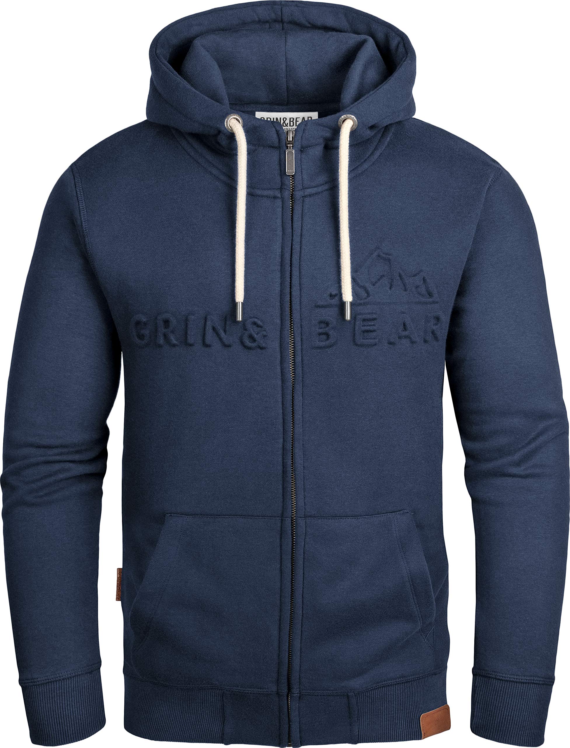 Grin&Bear Herren Kapuzenpullover mit geprägtem Logo in Navy, XXL, GEC017