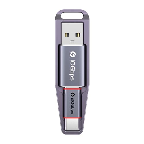 Qsvbeeqj Schnelllade- und Datenübertragungsadapter, Aluminium, USB-auf-Typ-C-Adapter, 10 Gbit/s, Datengerät, kleine Ladeadaptertasche