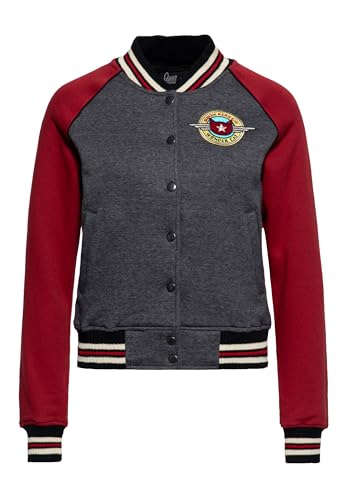 Queen Kerosin Damen College Jacke | Sweatjacke | Baseball Jacke | Regular Fit | Rockabella | 50S | Rockabilly | Vintage Wonder Cat