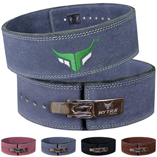 Mytra Fusion gewichthebergürtel 100% Echtes Leder Weightlifting Belt weiße Schnalle, Lifting Belt for Fitnessstudio, Fitness, Training, gewichthebergürtel Herren & Damen Gym Belt (Grau, XL)