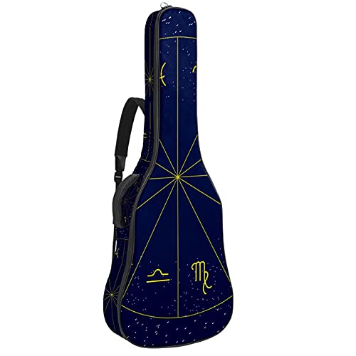 Gitarrentasche Gig Bag Gepolsterte Wasserdicht Gitarrenhülle für Akustikgitarre 40/41 / 42 zoll Astrologie und Horoskop 108.9x42.9x11.9 cm