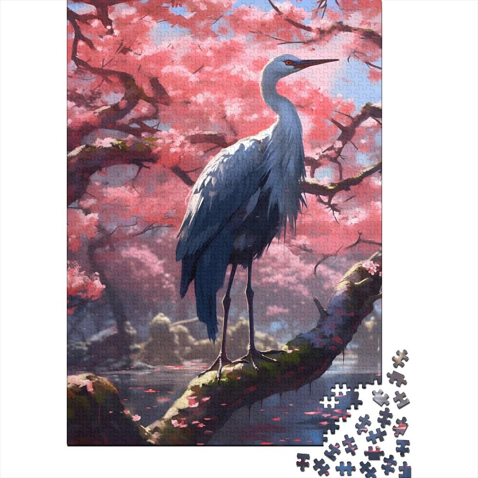 Serene Sakura Crane Puzzles Puzzles für Erwachsene Teenager Puzzles für Erwachsene 1000 Teile Entspannungspuzzles Spiele-Denkspiel 75x50cm