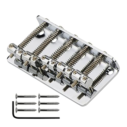 Chrom Vintage Bridge Bassbrücke Metall Für 5 Saiten Elektrische Bassenteile Gitarrebrücke