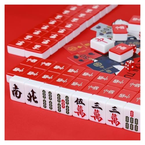 BFVAKBKYT Chinesisch Majong Set, Chinesisches Mahjong-Spielset, 144 Melamin-Spielsteine, traditionelles Mah-Jongg-Muster, schönes Geschenk, geeignet zur Sammlung(42#)