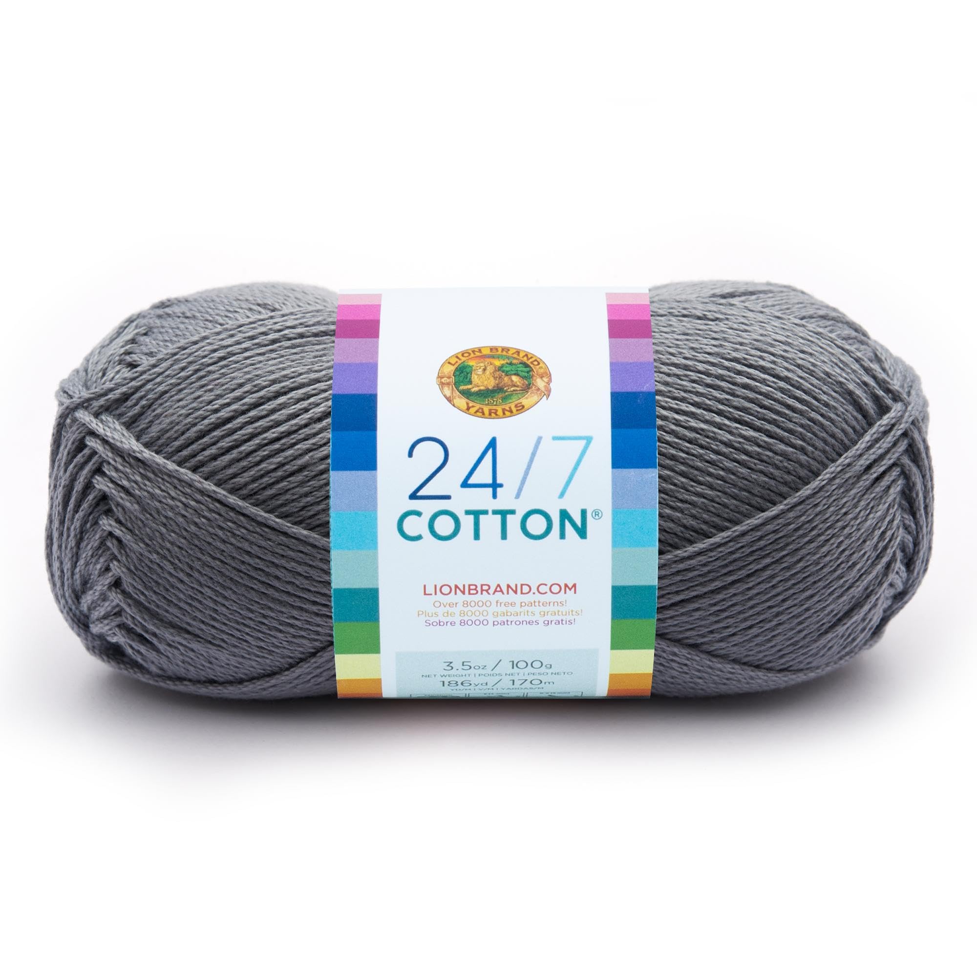 Lion Brand Yarn Company Cotton Yarn, 100 Percent Cotton, Silver