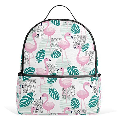 Tropische Palmblätter Flamingo Rucksack Wasserdicht Schultertasche Buch Tasche Gym Rucksack Vogel Tier Tasche Casual Day Pack Outdoor Reise Sporttasche für Damen Herren