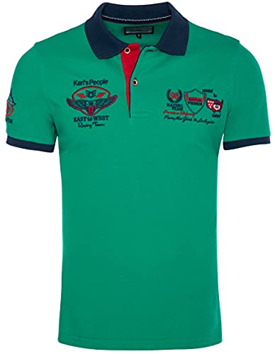 Karl's People Herren Poloshirt mit hochwertigen Stick Details Menswear Fahsion T-Shirt Polo 6681 (M, Hell-Grün)