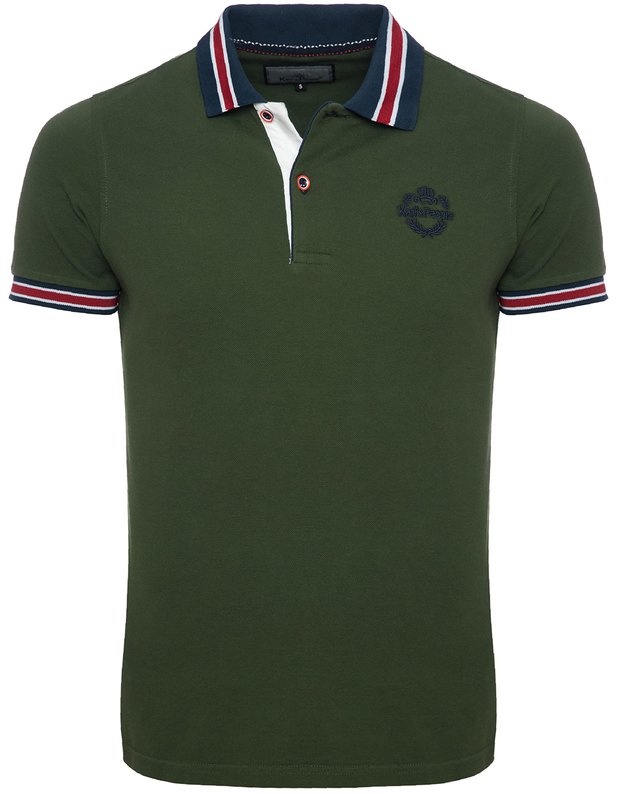 Karl´s People Kurzarm Poloshirt für Herren 100% Baumwolle by CARISMA • Herren Polo Shirt mit Stickerei • Angenehmes Regular Fit Shirt für Büro und Freizeit K-129 L, Khaki