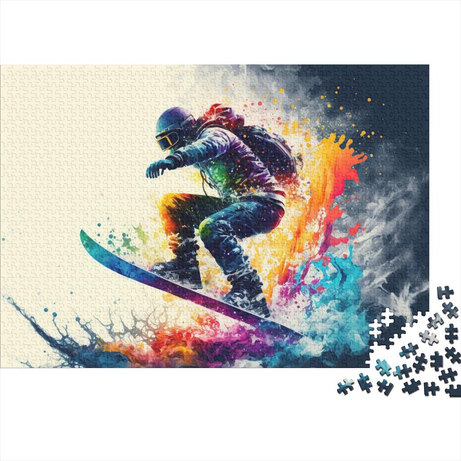 Snowboard-Holzpuzzle für Erwachsene und Teenager, 500 Teile für Erwachsene, schwierige Puzzles, interessante Puzzles zur Stressreduzierung (Größe 52x38cm)