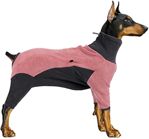 Hundemantel Winter Hund Fleece-Pullover mit Beinen, Hohe Kragen Onesie Hundejacken Jumpsuit Cozy Clothes Vest für kleine mittlere große Hunde Wandern Reisen Schlaf (Color : Pink, Size : S)