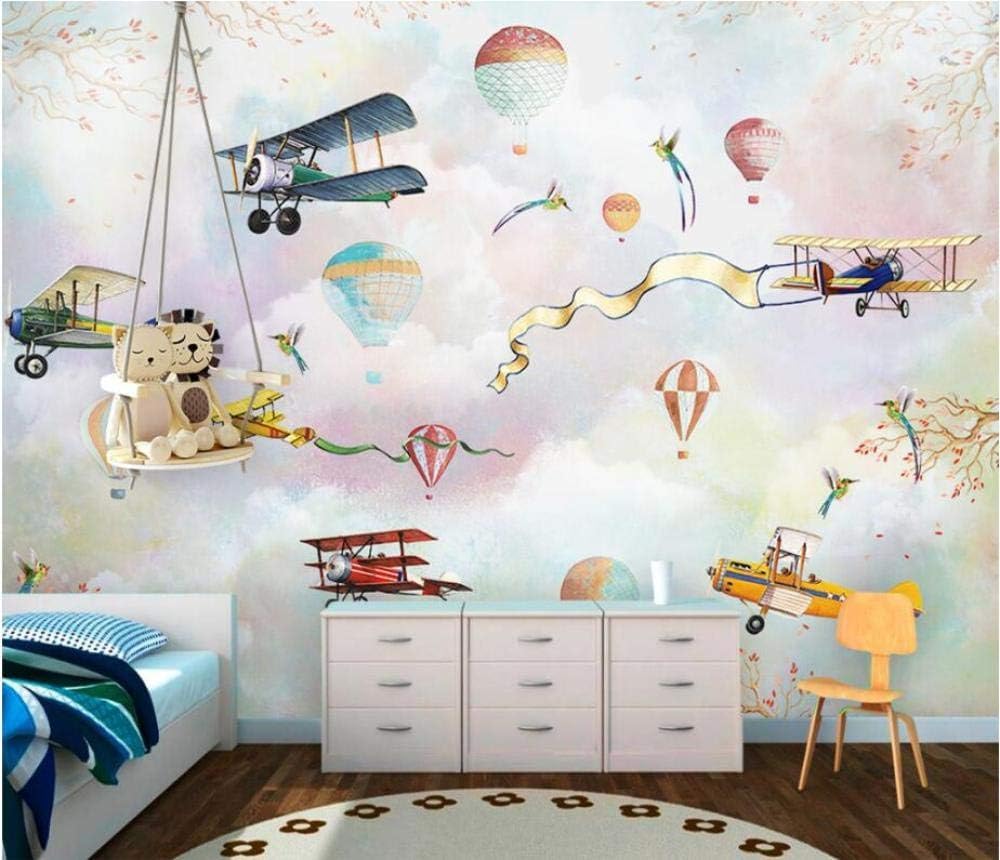 Cartoon Ballon Flugzeuge Vogel 3D Tapete Poster Restaurant Schlafzimmer Wohnzimmer Sofa TV Dekorative Wand-300cm×210cm