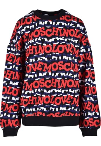 Love Moschino Women's Regular fit Roundneck with Logo Print Sweatshirt, Stripes, 48